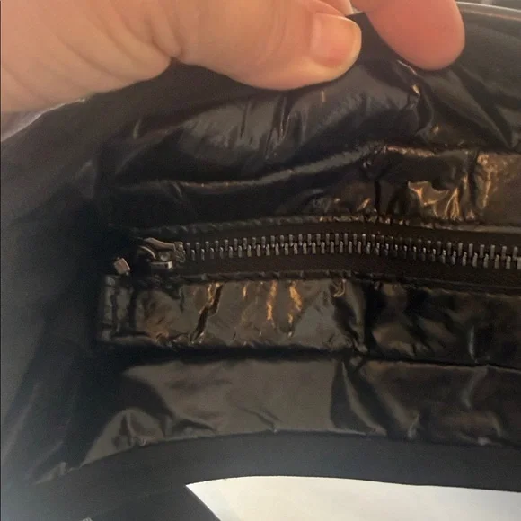 Ah-dorned Patent Black Quilted Shoulder Bag 2 Straps - Picture 8 of 15